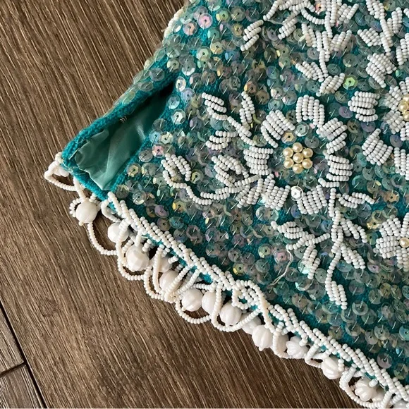 Stephen Chu 'Beaded Sweater Factory' lined sequin beaded sleeveless top M - Picture 5 of 12